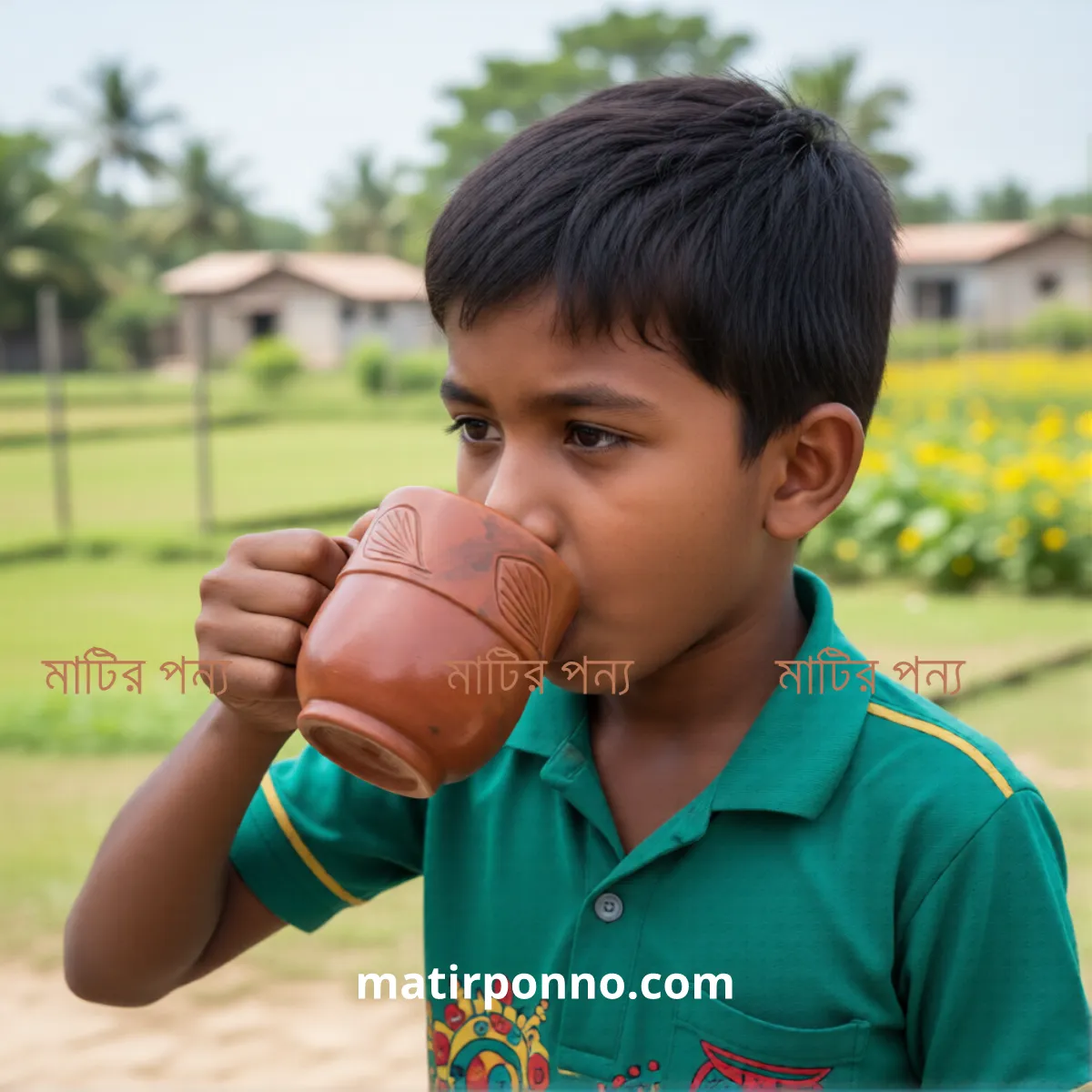 মাটির মগ (পাতা ডিজাইন)